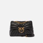 Μεγάλη τσάντα χιαστί Love Bag Puff με καπιτονέ σχέδιο σε στυλ πεταλούδας - Μαύρο