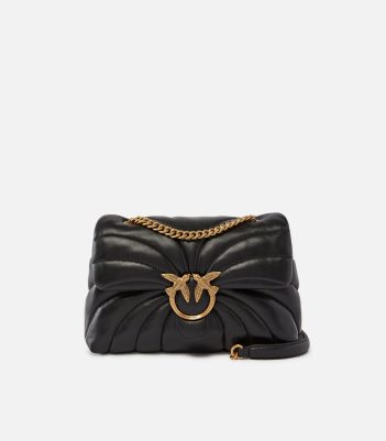 Μεγάλη τσάντα χιαστί Love Bag Puff με καπιτονέ σχέδιο σε στυλ πεταλούδας - Μαύρο