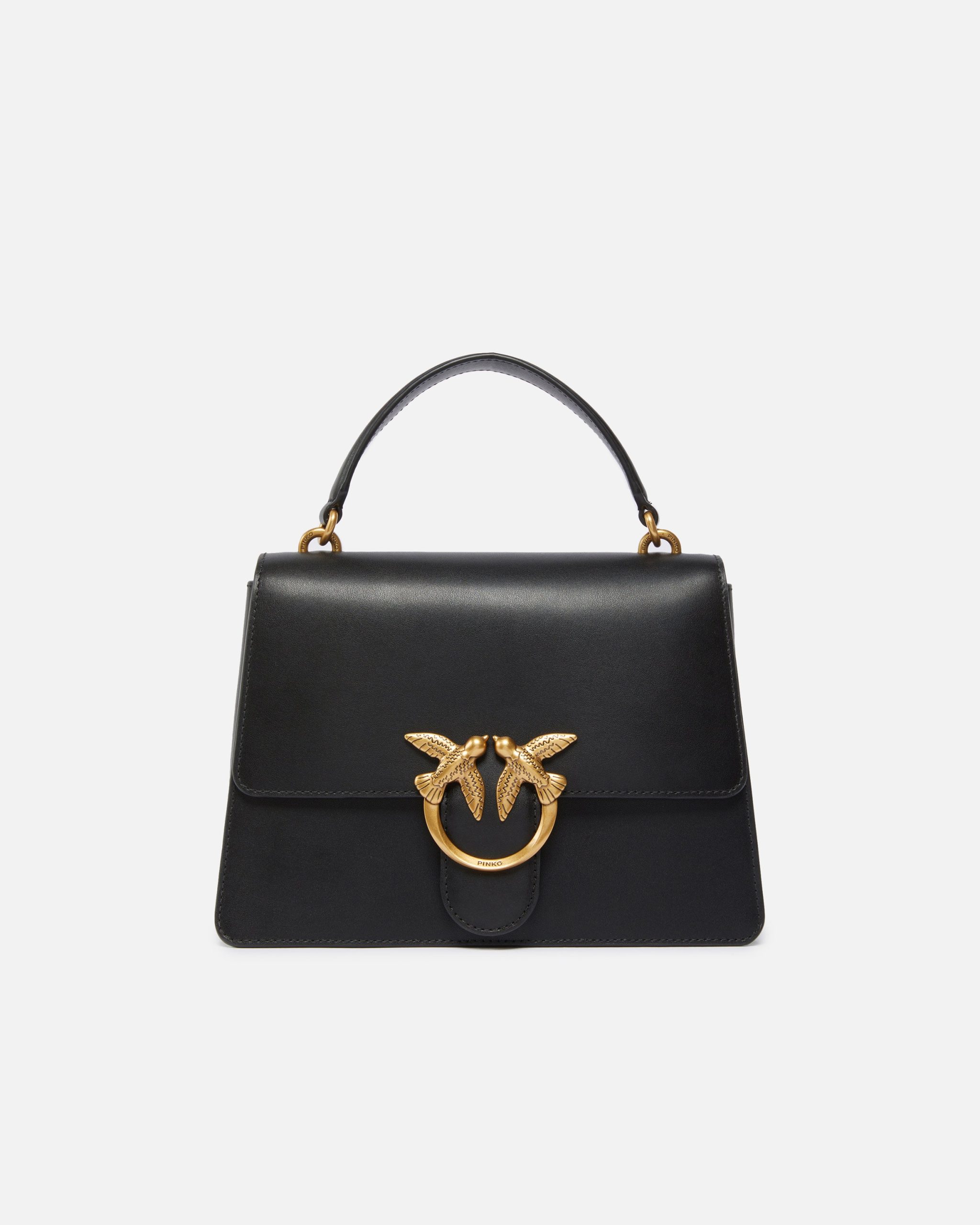 Μεσαία τσάντα χειρός Love Bag Top Handle από δέρμα - Μαύρο