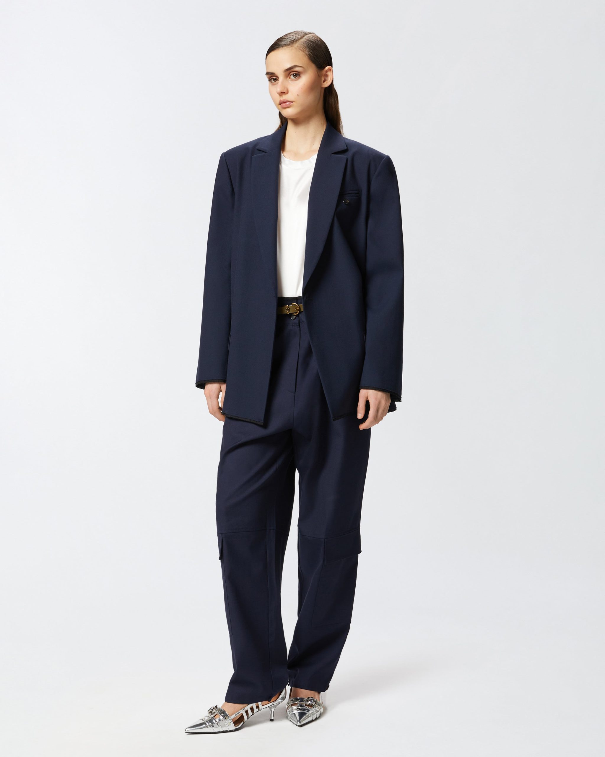 Σατέν μπλούζα με μικρά μανίκια - Λευκό