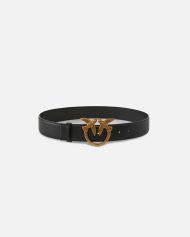 Φαρδιά δερμάτινη ζώνη Love Birds 4cm - Μαύρο