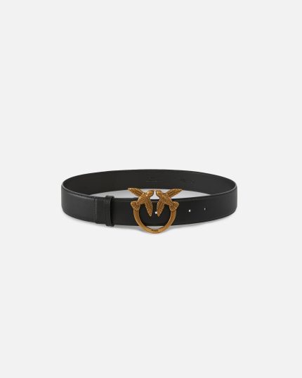 Φαρδιά δερμάτινη ζώνη Love Birds 4cm - Μαύρο