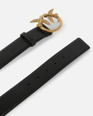 Φαρδιά δερμάτινη ζώνη Love Birds 4cm - Μαύρο