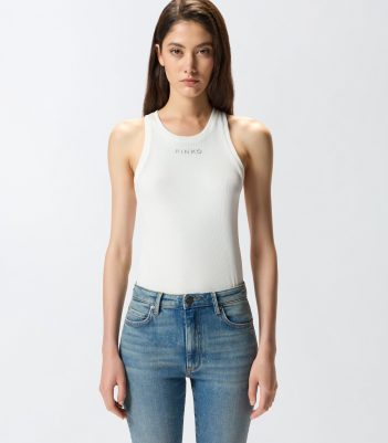 Ριμπ τοπ φανελάκι - Λευκό