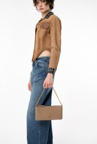 Δερμάτινη Horizontal Flat Bag - Μπεζ