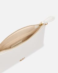 Δερμάτινο επίπεδο τσαντάκι με λογότυπο Love Birds - Λευκό