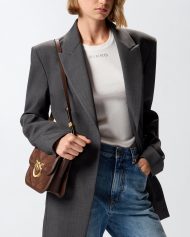 Μικρή τσάντα ώμου Mini Love Bag Box από σουέτ δέρμα - Καφέ