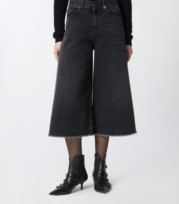 Μακριά τζιν βερμούδα από μαύρο denim - Μαύρο