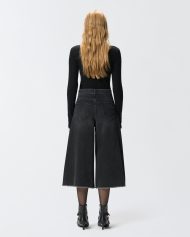 Μακριά τζιν βερμούδα από μαύρο denim - Μαύρο