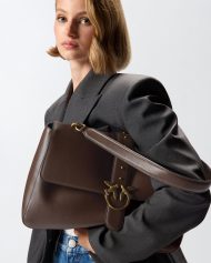 Δερμάτινη τσάντα ώμου Maxi Love Bag Slouchy - Καφέ