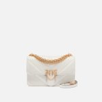 Τσάντα ώμου Mini Love Bag One από δέρμα και nappa με σχέδιο ζιγκ-ζαγκ και τριπλή αλυσίδα - Λευκό