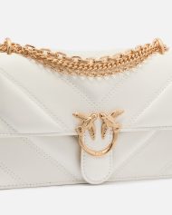 Τσάντα ώμου Mini Love Bag One από δέρμα και nappa με σχέδιο ζιγκ-ζαγκ και τριπλή αλυσίδα - Λευκό