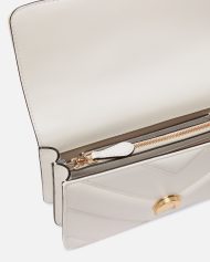 Τσάντα ώμου Mini Love Bag One από δέρμα και nappa με σχέδιο ζιγκ-ζαγκ και τριπλή αλυσίδα - Λευκό