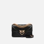 Τσάντα ώμου Mini Love Bag One από δέρμα και nappa με σχέδιο ζιγκ-ζαγκ και τριπλή αλυσίδα - Μαύρο