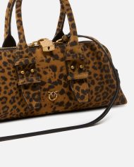 Καθημερινή τσάντα σουέντ με τύπωμα ωχράς κηλίδας - Multicolor Καφέ-Μαύρο