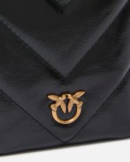 Δερμάτινη θήκη smartphone full strass με λουρί και σεβρόν σχέδιο - Μαύρο