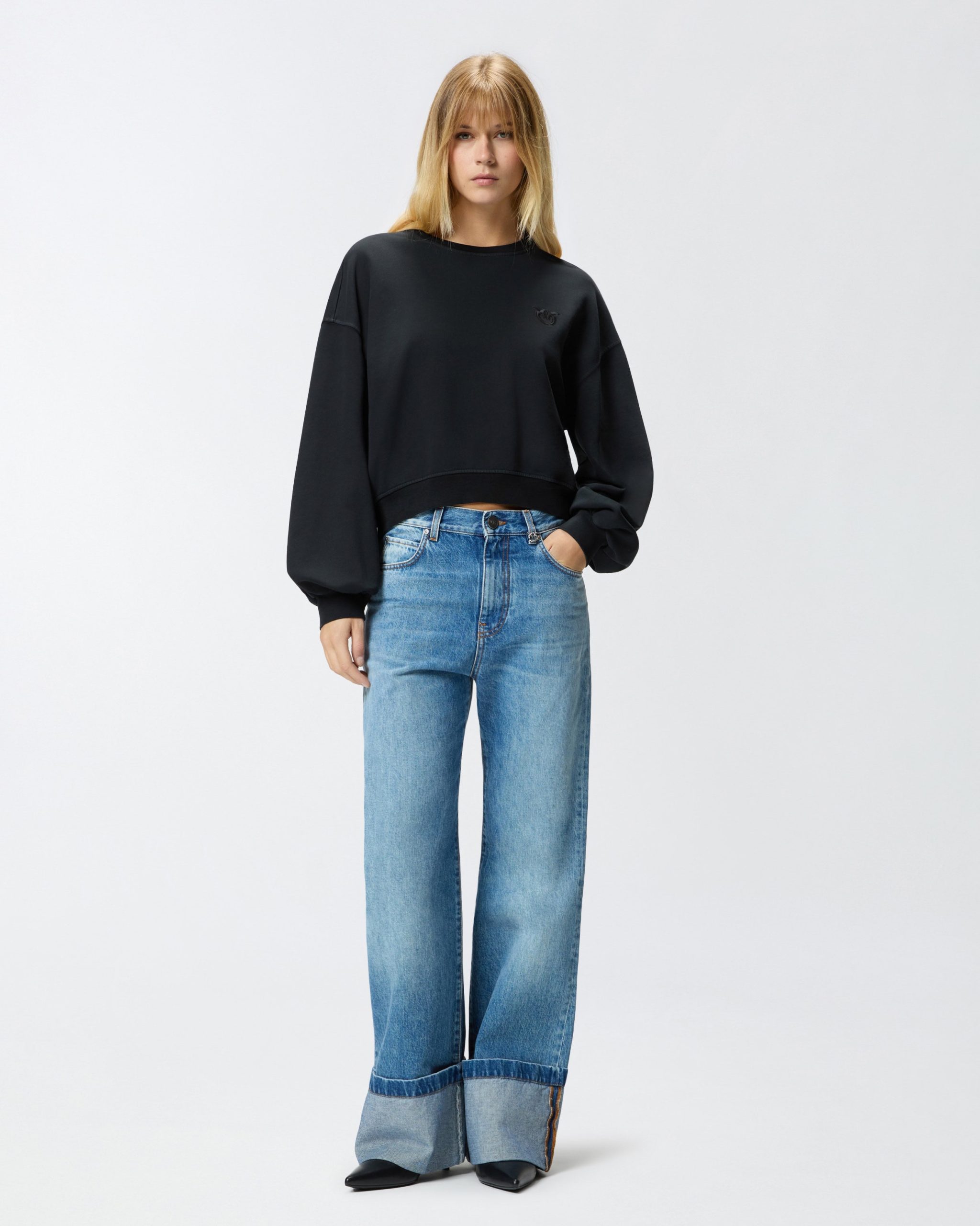 Φούτερ με κέντημα Love Birds - Μαύρο