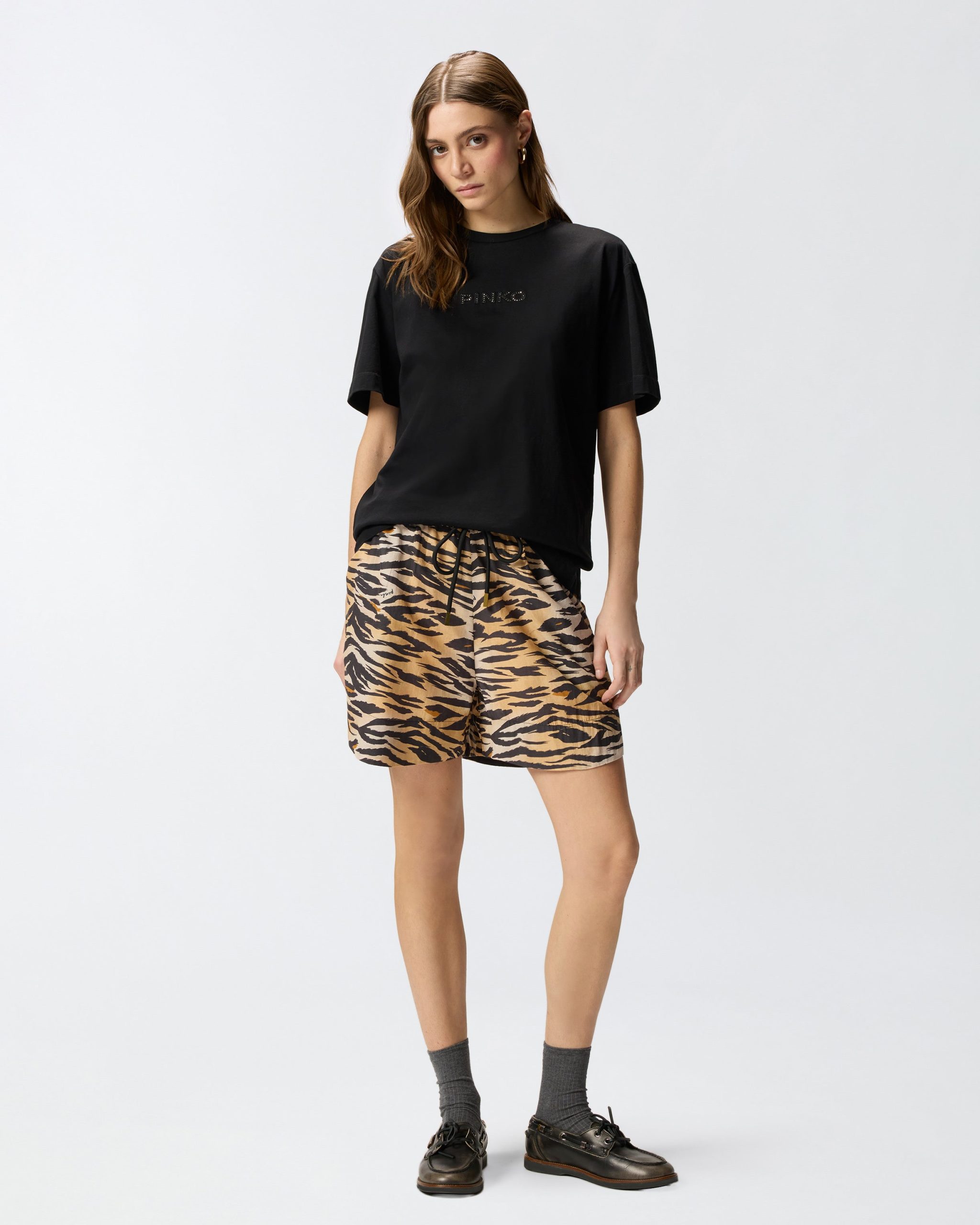 T-shirt More Strass Less Stress - Μαύρο