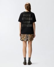 T-shirt More Strass Less Stress - Μαύρο
