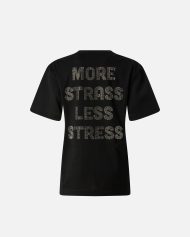 T-shirt More Strass Less Stress - Μαύρο