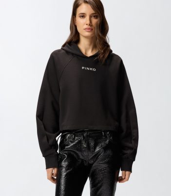 Cropped φούτερ με κέντημα - Μαύρο