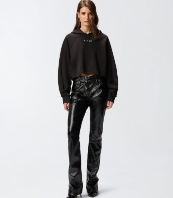 Cropped φούτερ με κέντημα - Μαύρο