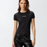 Κοντομάνικο t-shirt με κεντημένο λογότυπο - Μαύρο