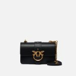 Μικρή δερματίνη τσάντα Love Bag One με λουρί - Μαύρο