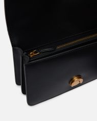 Μικρή δερματίνη τσάντα Love Bag One με λουρί - Μαύρο