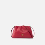 Μικρή δερμάτινη τσάντα ώμου με κορδόνι - Κόκκινο