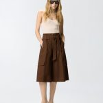 Μακριά βαμβακερή βερμούδα σε χυτή γραμμή - Καφέ