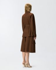 Βαμβακερό σακάκι με ζώνη - Καφέ