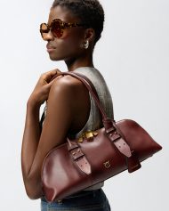 Μεγάλη δερμάτινη τσάντα ώμου Escape Bag Horizontal - Μπορντό