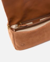 Τσάντα χιαστί μετρίου μεγέθους Love Bag Click Soft Horizontal Handle από σουέτ - Καφέ