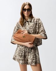 Τσάντα χιαστί μετρίου μεγέθους Love Bag Click Soft Horizontal Handle από σουέτ - Καφέ