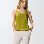 Αμάνικο τοπ με ρίγες με διακοσμητικά - Πράσινο