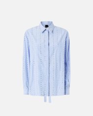 Ριγέ πουκάμισο με διακοσμητικά στοιχεία - Πολύχρωμο Λευκό-Γαλάζιο