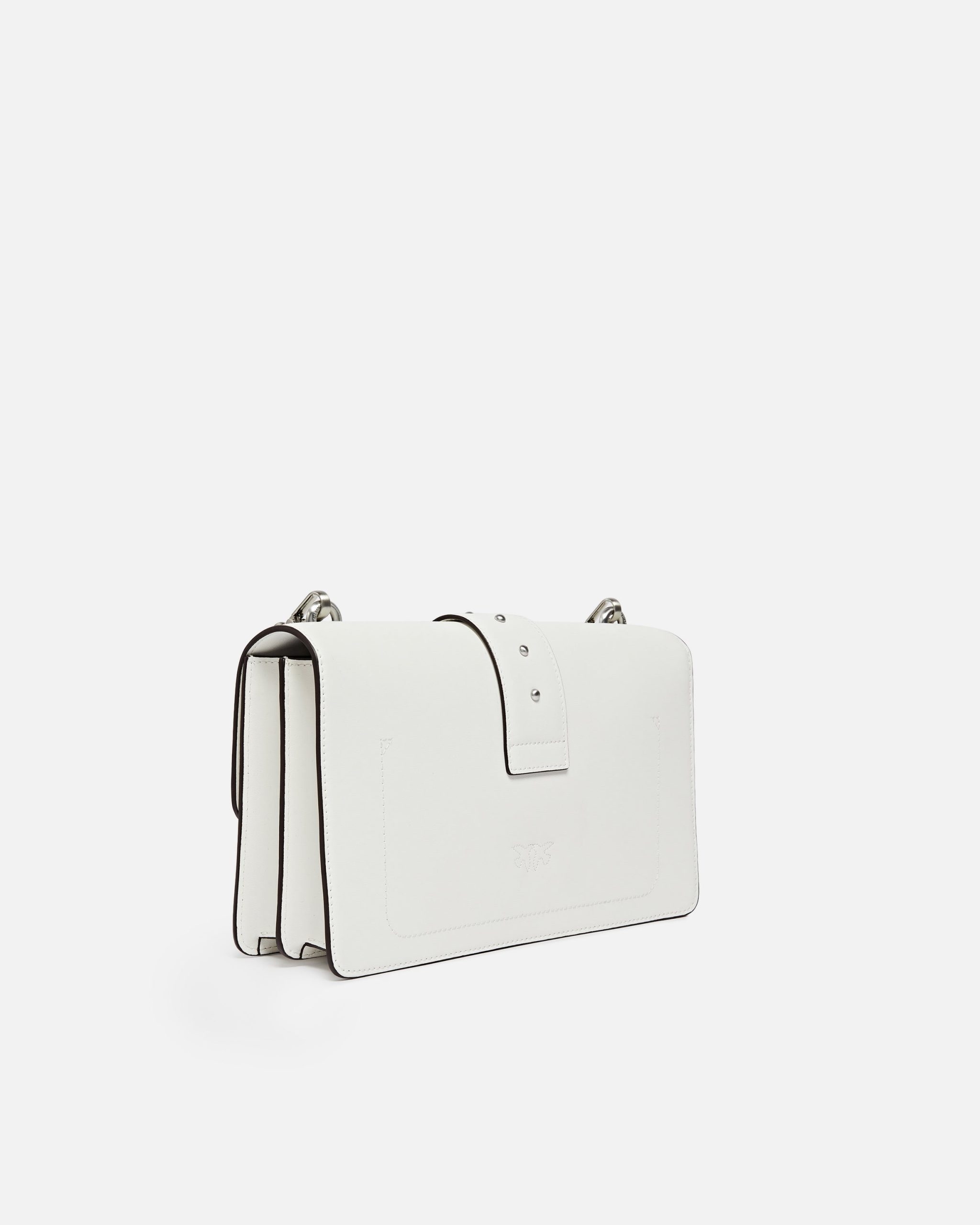 Δερμάτινη τσάντα ώμου μεσαίου μεγέθους Love Bag One με τιρκουάζ αγκράφα - Λευκό