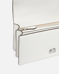 Δερμάτινη τσάντα ώμου μεσαίου μεγέθους Love Bag One με τιρκουάζ αγκράφα - Λευκό