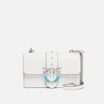 Δερμάτινη τσάντα ώμου Mini Love Bag One με τιρκουάζ αγκράφα - Λευκό