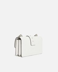 Δερμάτινη τσάντα ώμου Mini Love Bag One με τιρκουάζ αγκράφα - Λευκό