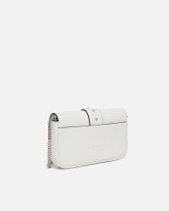 Δερμάτινη τσάντα ώμου Mini Love Bag One Pocket με τιρκουάζ αγκράφα - Λευκό