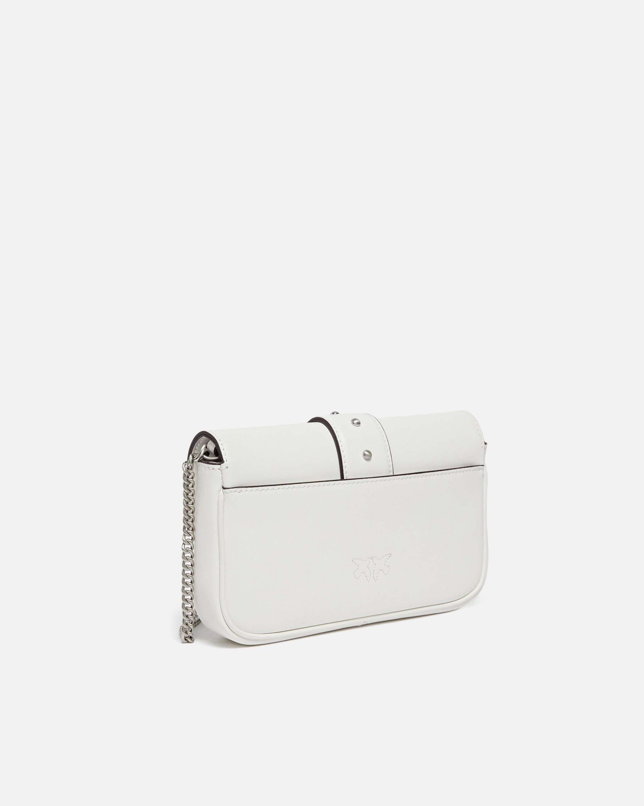 Δερμάτινη τσάντα ώμου Mini Love Bag One Pocket με τιρκουάζ αγκράφα - Λευκό