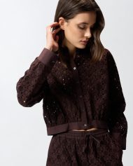 Cropped πουκάμισο με κοφτό κέντημα - Testa Di Moro Brown