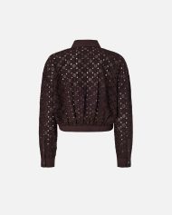 Cropped πουκάμισο με κοφτό κέντημα - Testa Di Moro Brown