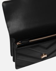 Τσάντα ώμου μεσαίου μεγέθους Love Bag One από δέρμα και nappa με σχέδιο ζιγκ-ζαγκ και τριπλή αλυσίδα - Μαύρο