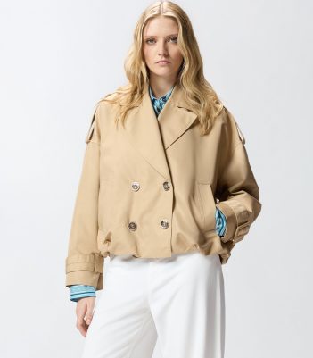 Κοντή σταυρωτή καμπαρντίνα - Μπεζ