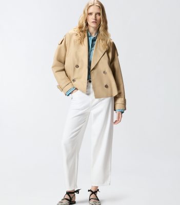 Κοντή σταυρωτή καμπαρντίνα - Μπεζ