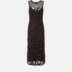 Αμάνικο μίντι κροσέ φόρεμα με γεωμετρικό σχέδιο - Καφέ