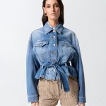 Τζιν μπουφάν με ζώνη - Σκούρο μπλε